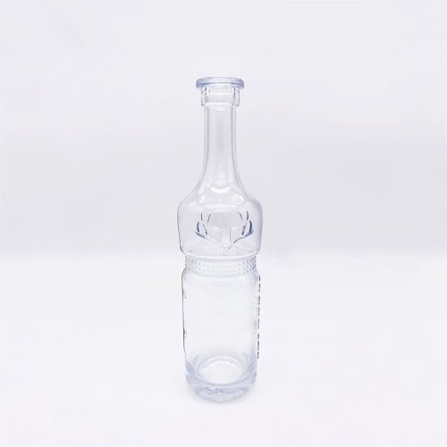 750ML Transparent Cylindrical Whiskey Glass Bottle